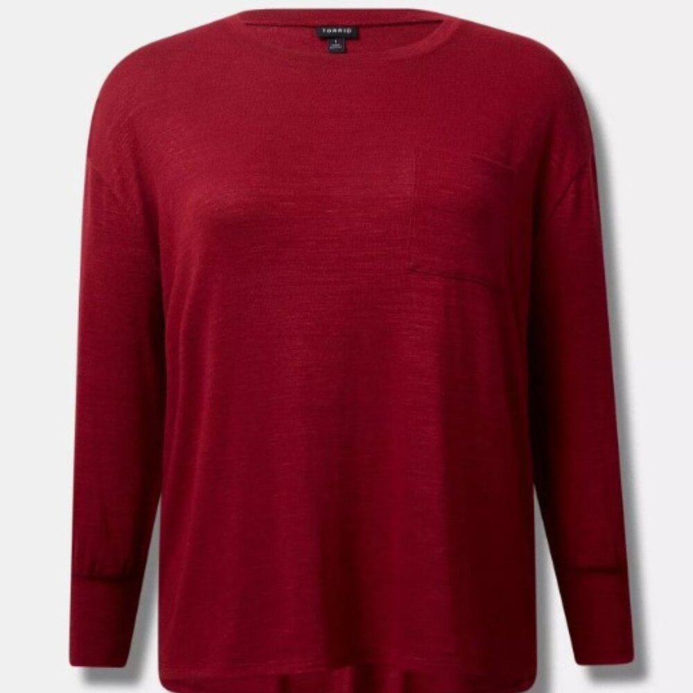 Torrid size 3 Unbrushed Hacci Drop Shoulder Pocket Sweatshirt -Rhubarb
